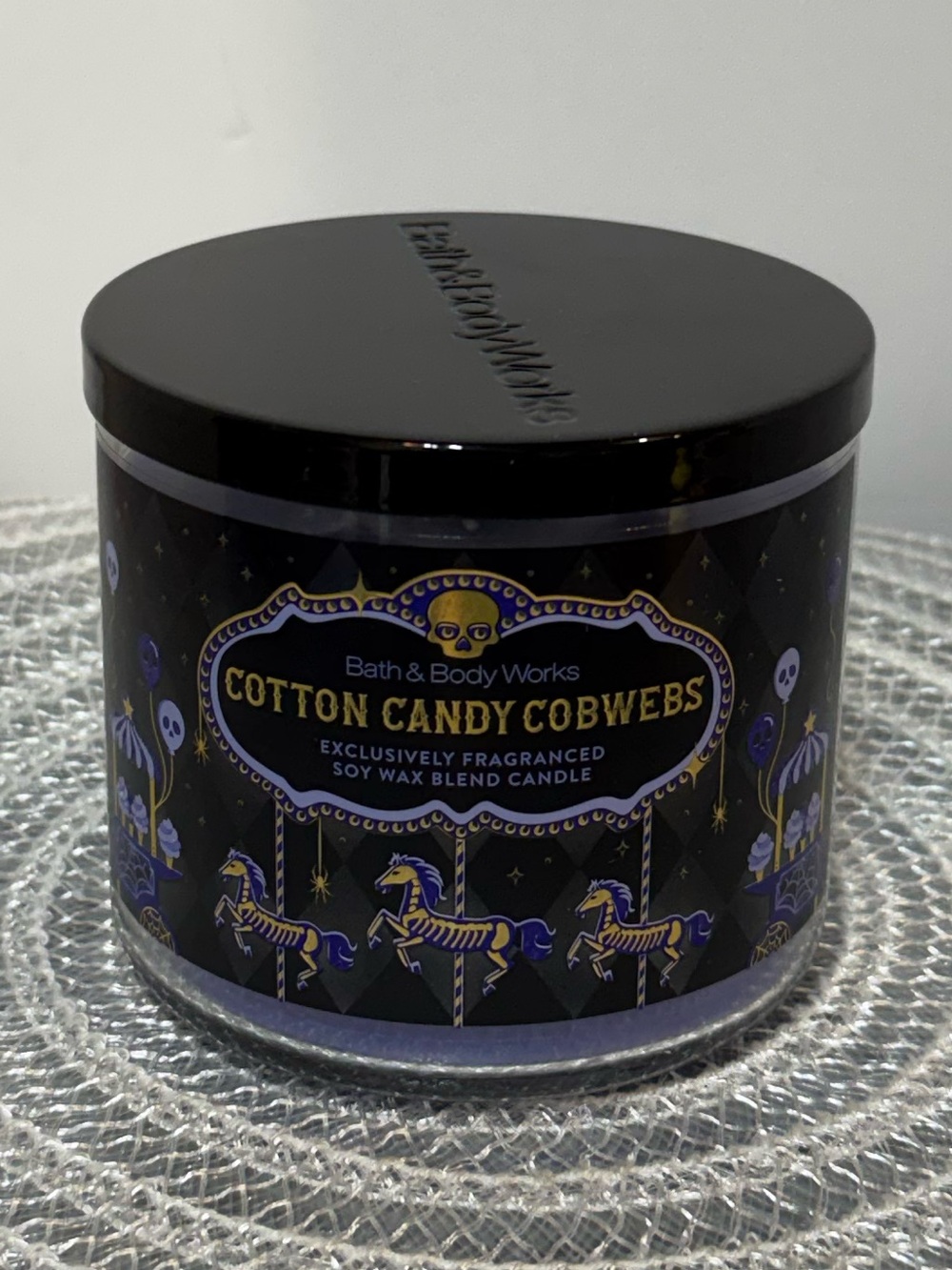 BBW Cotton Candy Cobwebs 3 Wick Scented Candle NWT